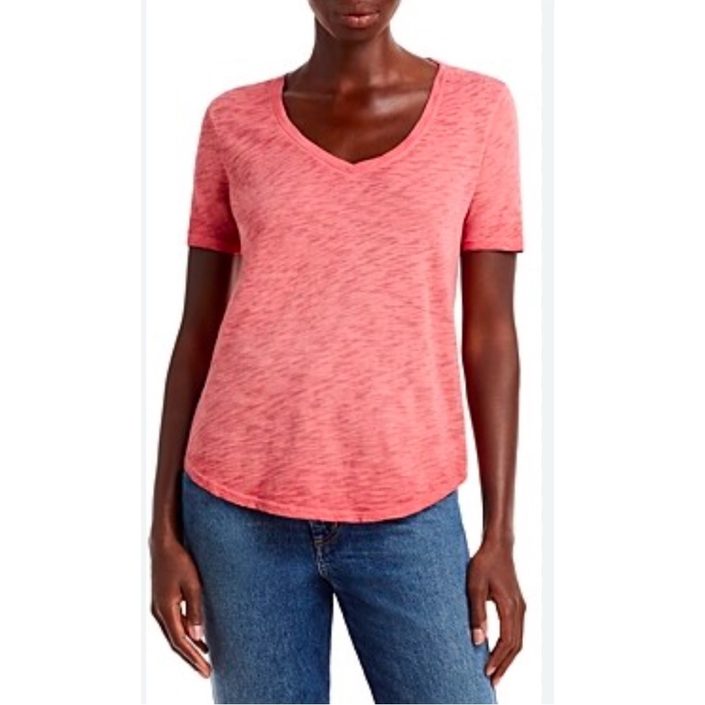 ATM Slub Jersey Classic V- Neck Tee Shirt in Rosewood.